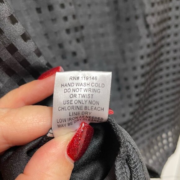 🖤 Boho Small Bohemian Ruffle Sleeve Top Check Pattern Preppy Y2K Sheer ADORBS! - Picture 11 of 11